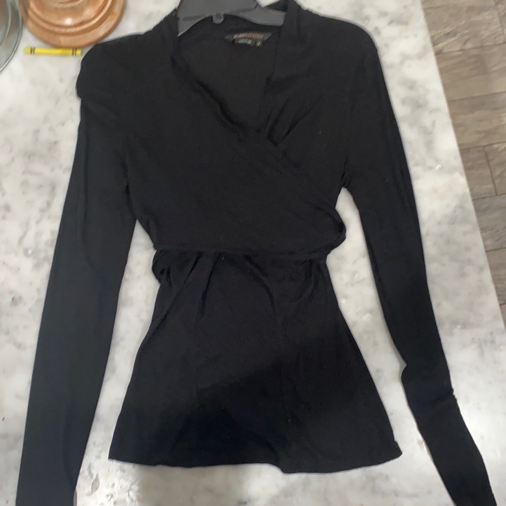 BCBG Fitted Wrap Blouse